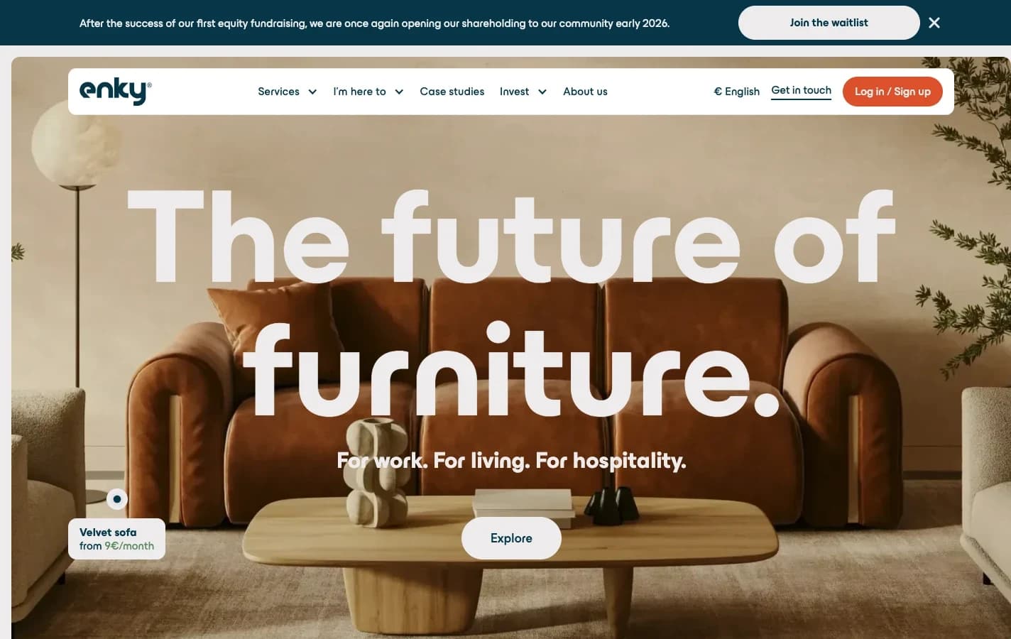 The delivered Enky Webflow website, captured in April 2026