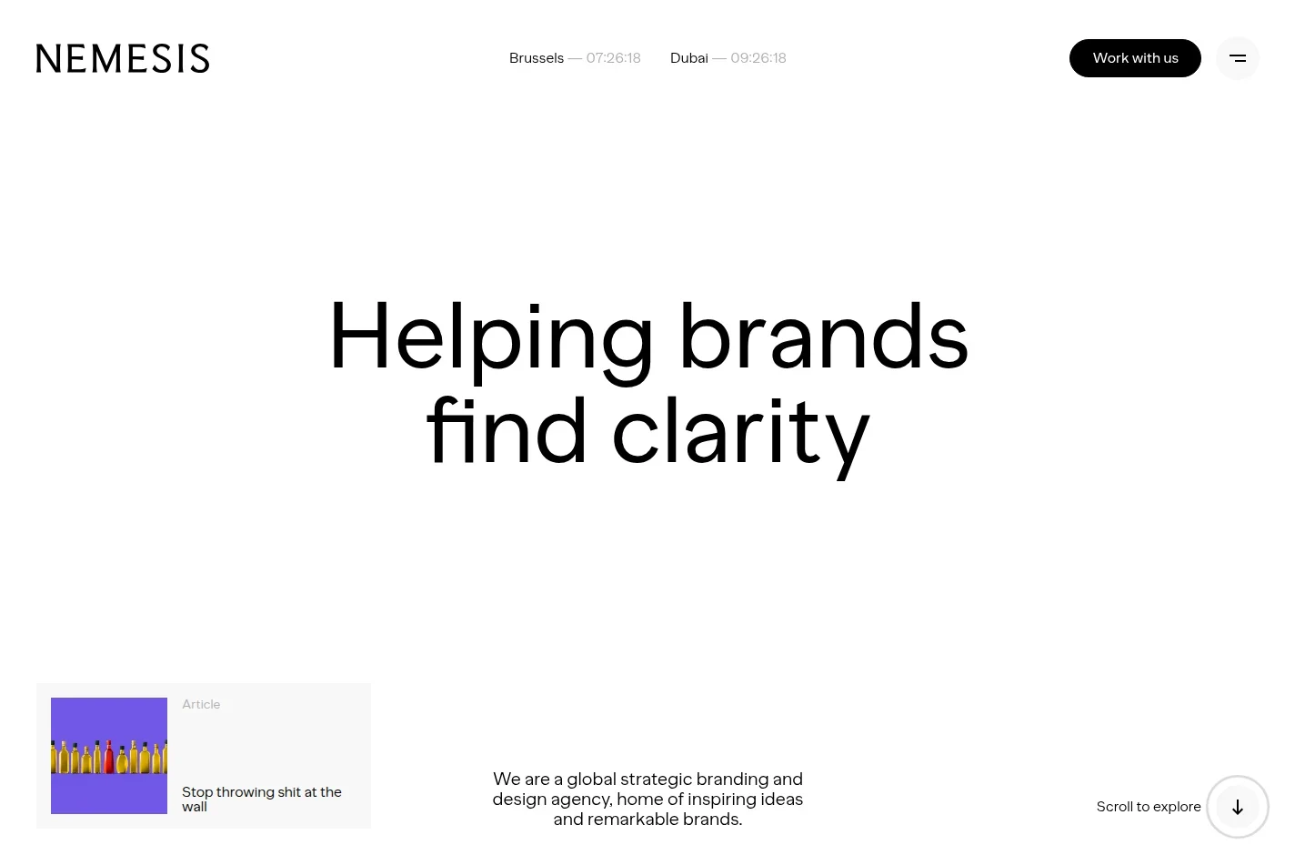 Nemesis Studio’s actual website homepage