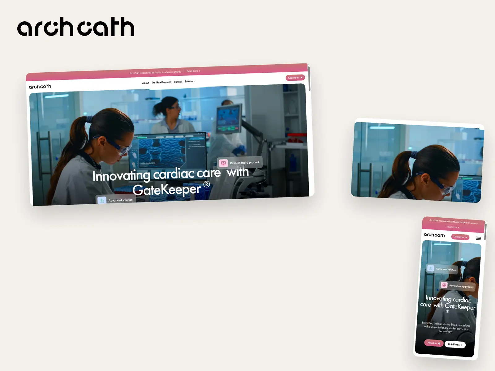 ArchCath website views across desktop and mobile
