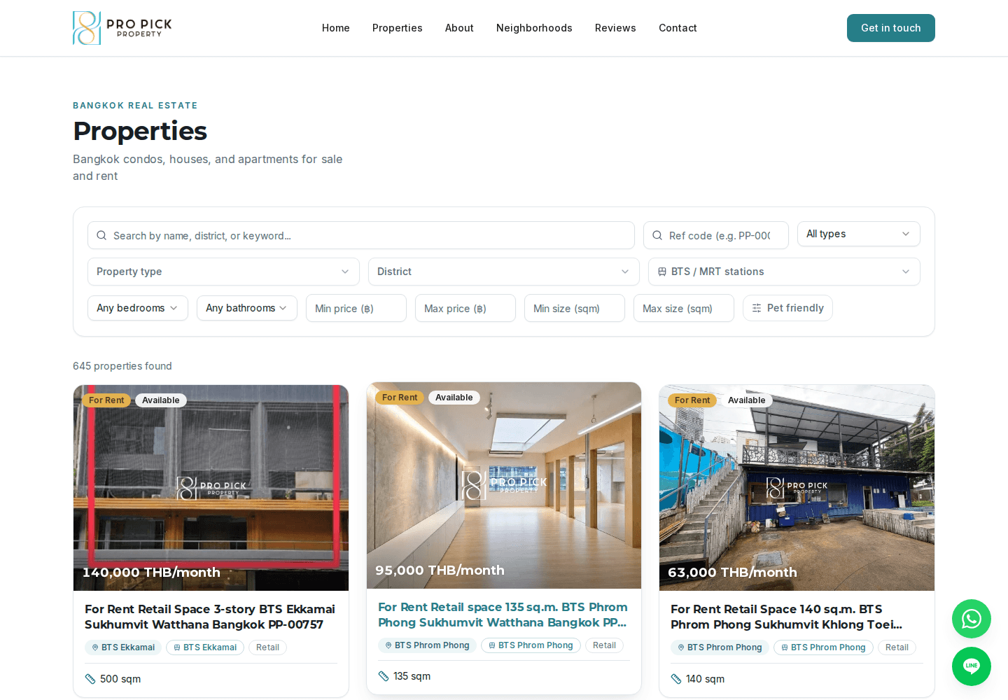 Pro Pick Property's listing search, built by DLVX
