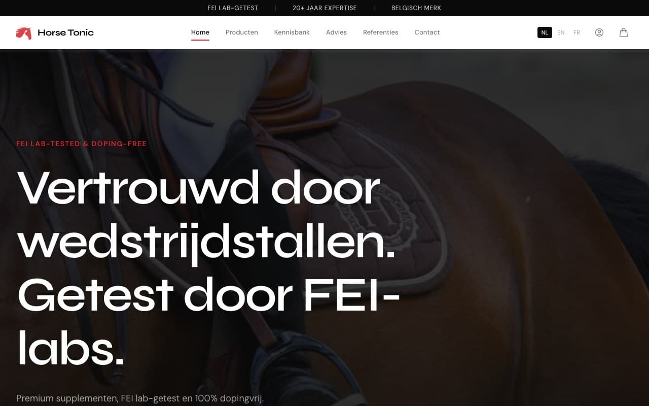 Horse Tonic ecommerce rebuild screenshot